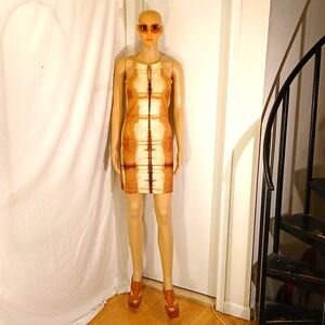 🔥🔥 NWOT Barbara  Bui (France) Multicolor Cream, Brown, Caramel Print Dress